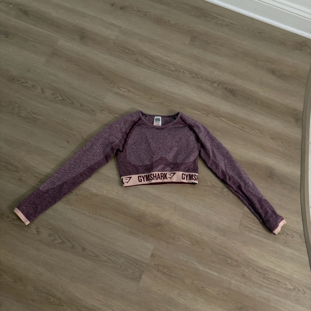 Gymshark Plum and Pink Long Sleeve Crop Top